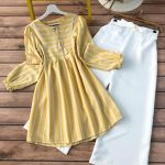 GF-67 Kurti + Palazzo (Yellow and White)